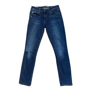 Joe's Jeans Raw Hem Ankle Skinny Women's W25 Blue Distressed Denim Cropped Jeans